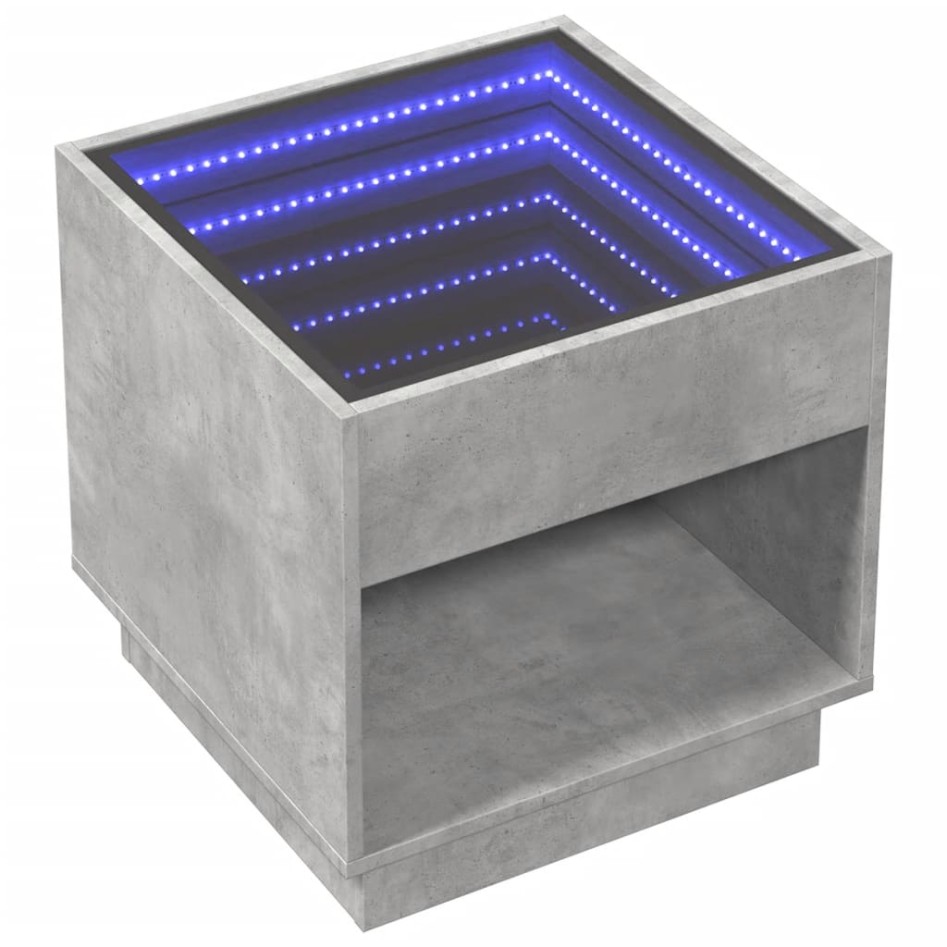 Mesa de centro con Infinity LED gris hormigón 50x50x50