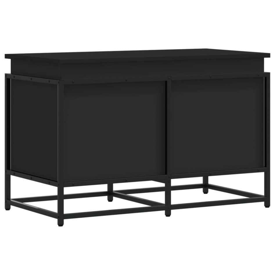 Caja almacenaje con tapa madera ingeniería negro 80x40x51,5