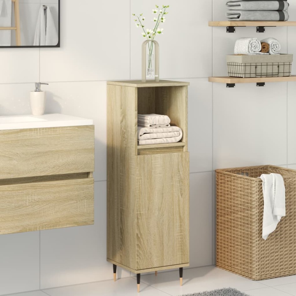 Armario de baño madera contrachapada roble Sonoma 30x30x100
