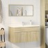 Set de muebles de baño 2 pzas madera contrachapada roble
