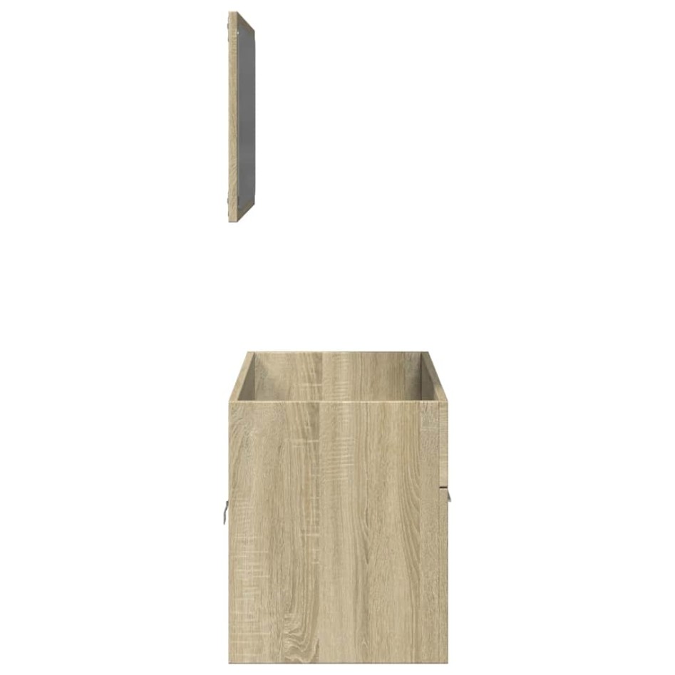 Set de muebles de baño 2 pzas madera contrachapada roble