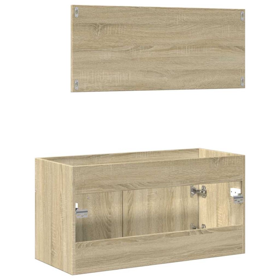 Set de muebles de baño 2 pzas madera contrachapada roble