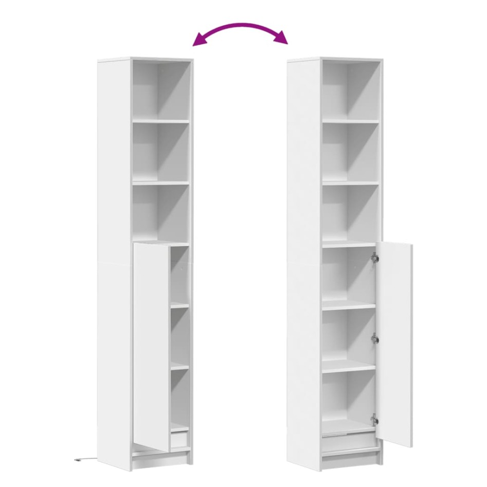 Aparador con luz LED madera de ingeniería blanco 36x32,5x200