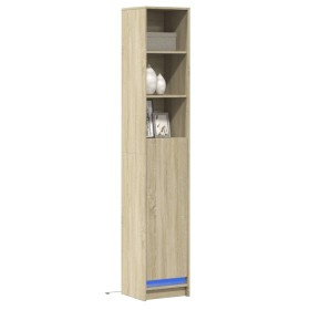 Aparador con LED madera ingeniería roble Sonoma 36x32,5x200