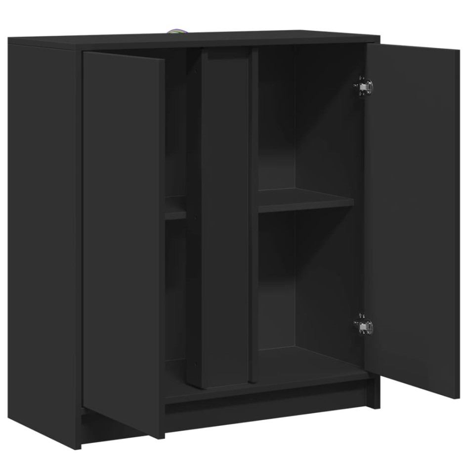 Aparador con luces LED madera de ingeniería negro 77x34x85