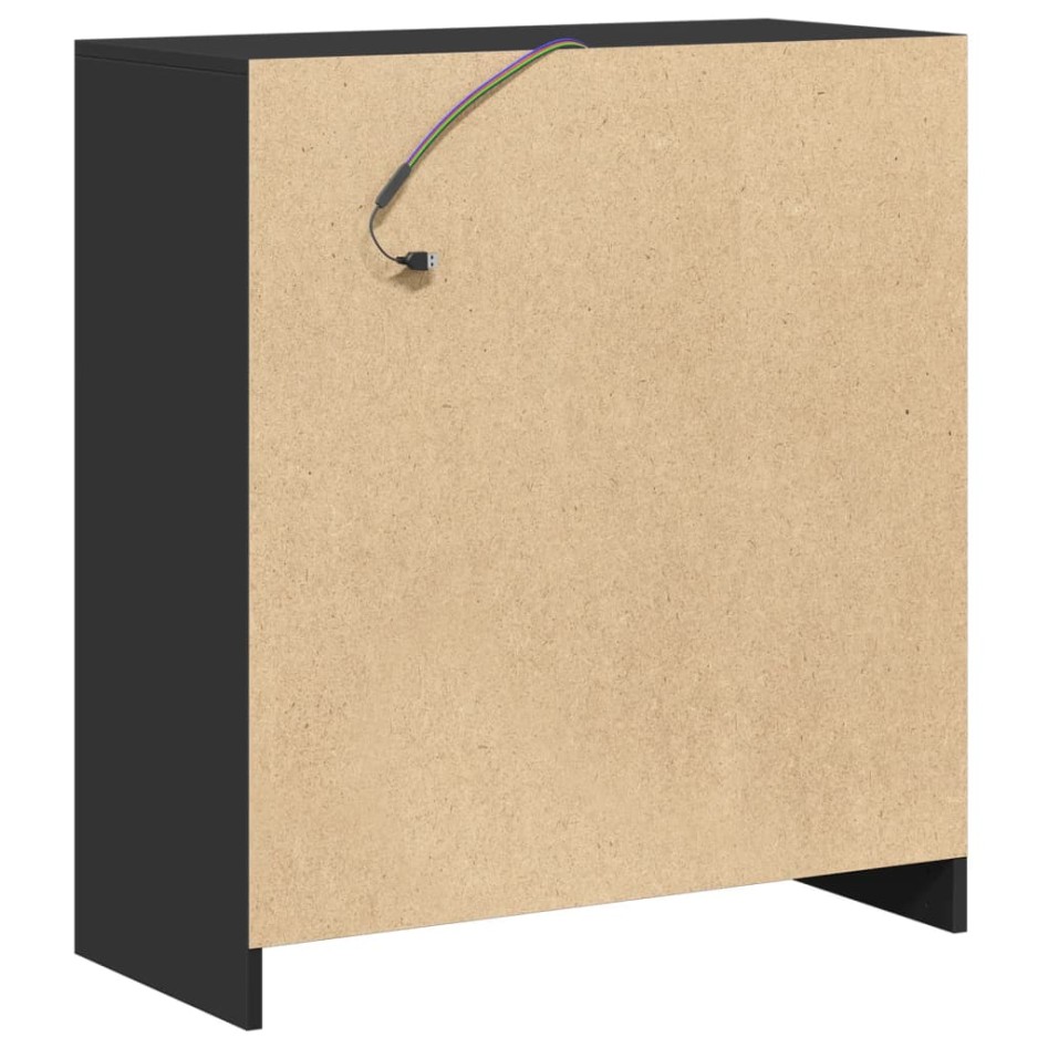 Aparador con luces LED madera de ingeniería negro 77x34x85