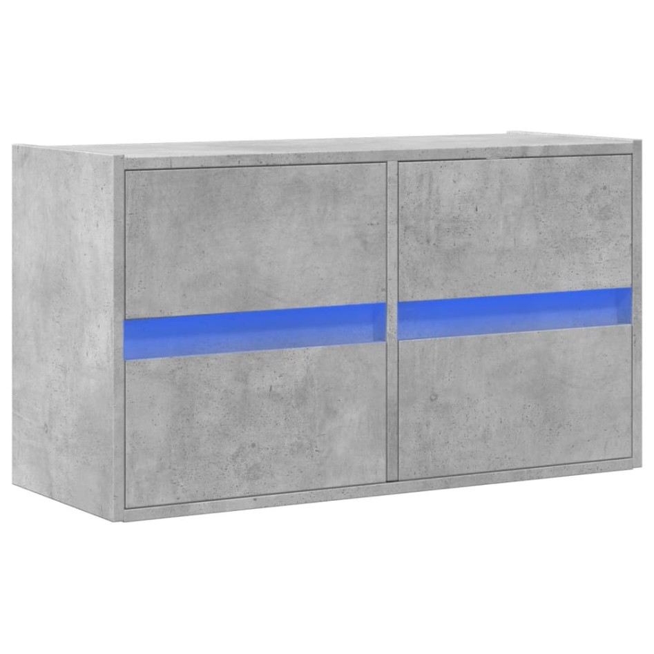 Mueble de TV de pared con luces LED gris hormigón 80x31x45