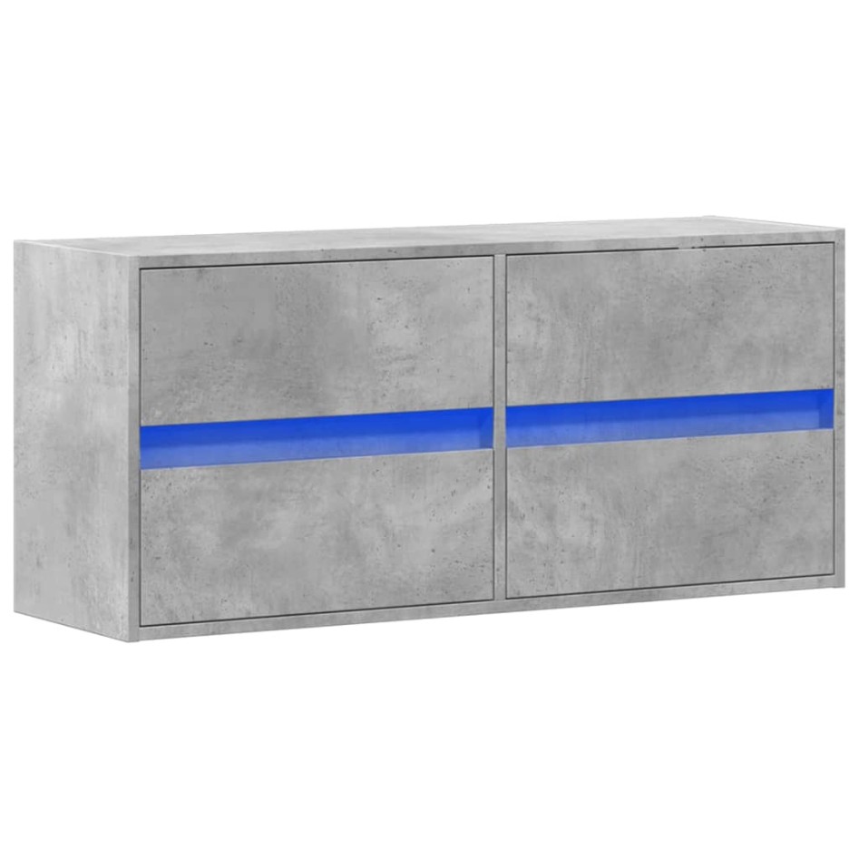 Mueble de TV de pared con luces LED gris hormigón 100x31x45