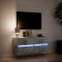Mueble de TV de pared con luces LED gris hormigón 100x31x45