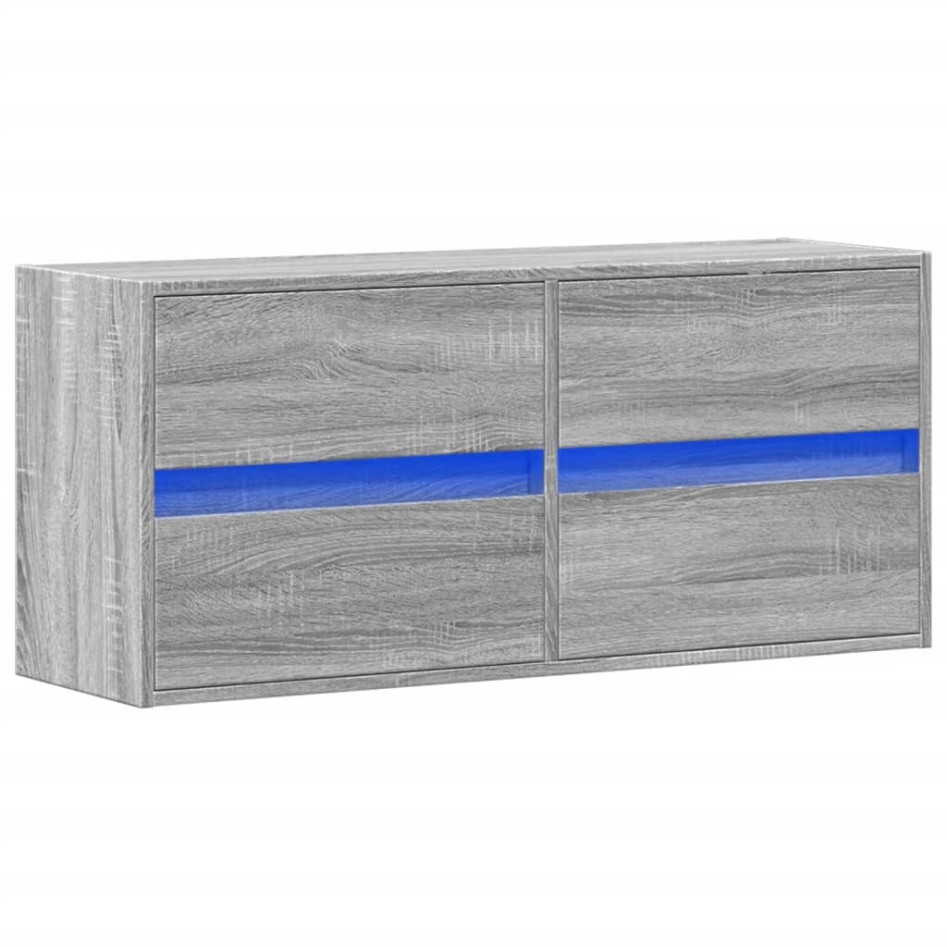 Mueble de TV de pared con luces LED gris Sonoma 100x31x45