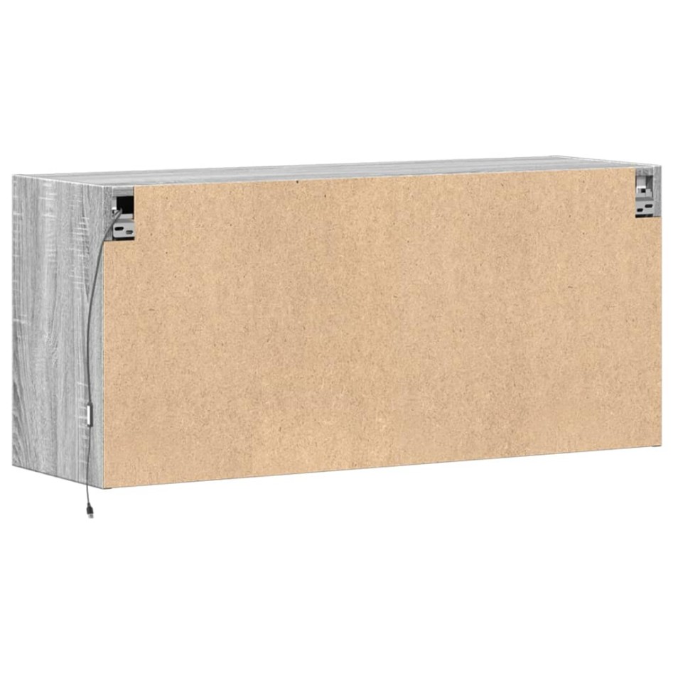 Mueble de TV de pared con luces LED gris Sonoma 100x31x45