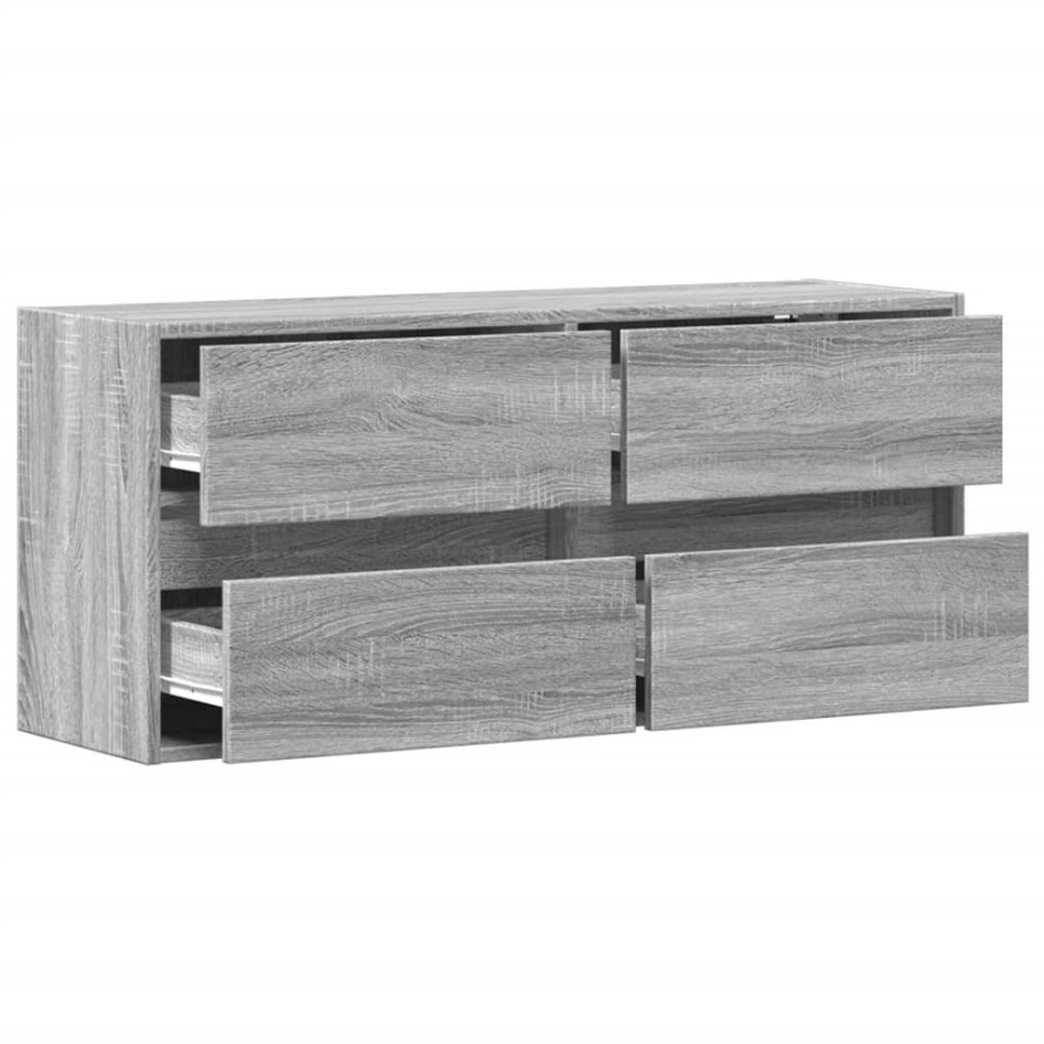 Mueble de TV de pared con luces LED gris Sonoma 100x31x45