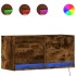 Mueble de TV de pared con luces LED roble ahumado 80x31x35