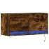 Mueble de TV de pared con luces LED roble ahumado 80x31x35