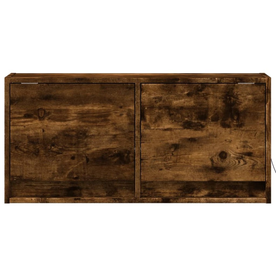 Mueble de TV de pared con luces LED roble ahumado 80x31x35