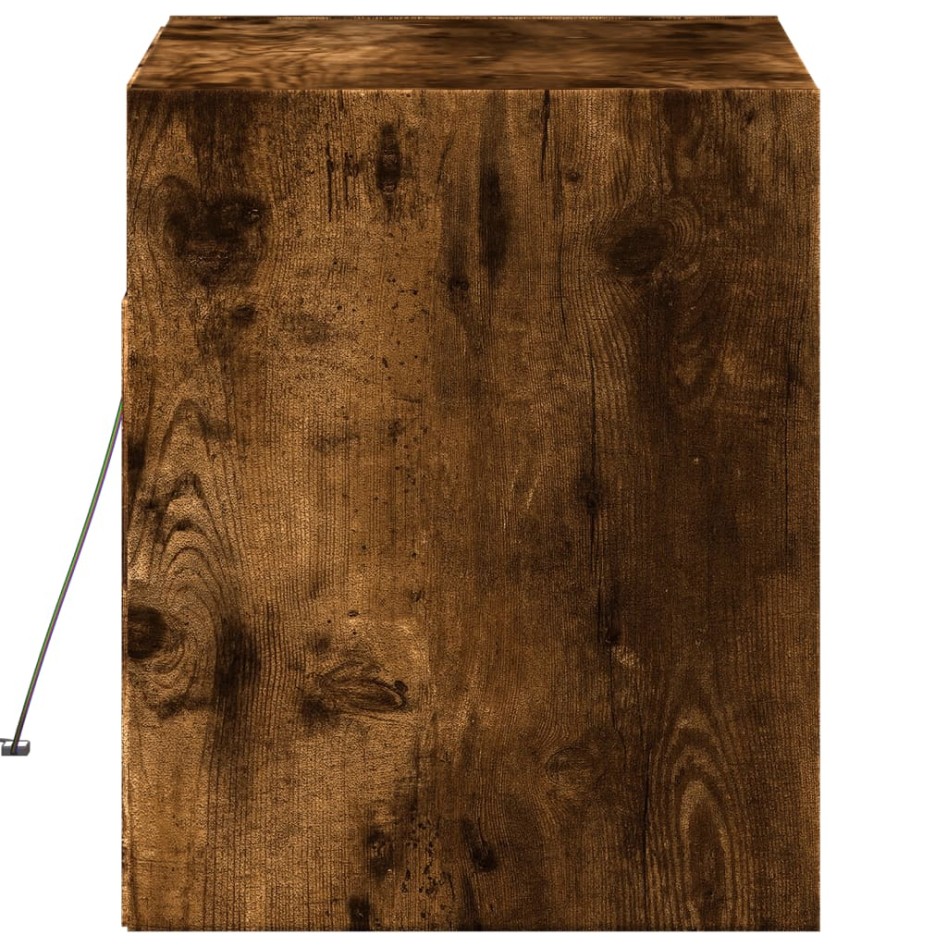 Mueble de TV de pared con luces LED roble ahumado 80x31x35