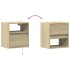 Mesitas de noche de pared con luces LED 2 unidades roble