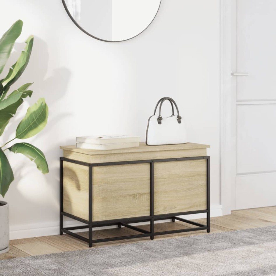 Caja de almacenaje con tapa madera roble Sonoma 80x40x51,5