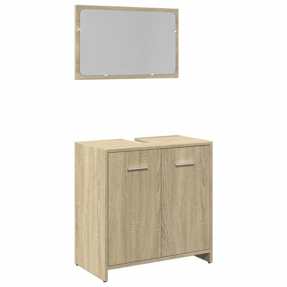 Set de muebles de baño 2 pzas madera contrachapada roble
