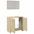 Set de muebles de baño 2 pzas madera contrachapada roble