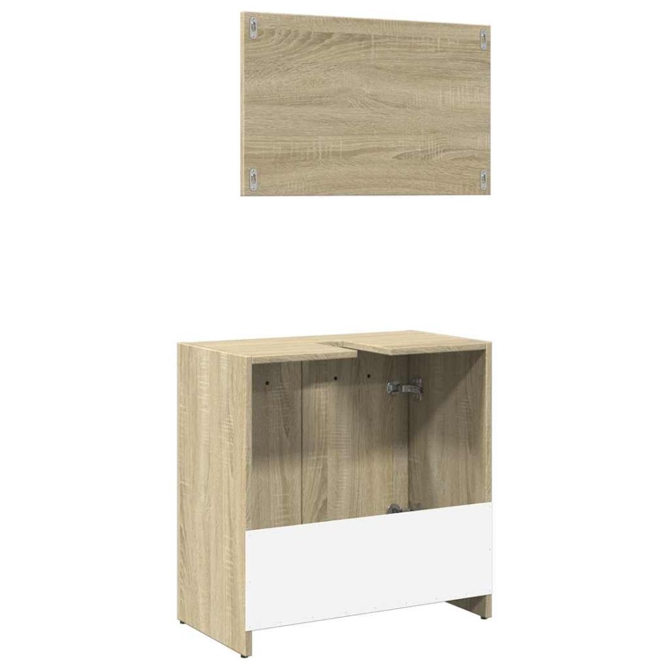 Set de muebles de baño 2 pzas madera contrachapada roble