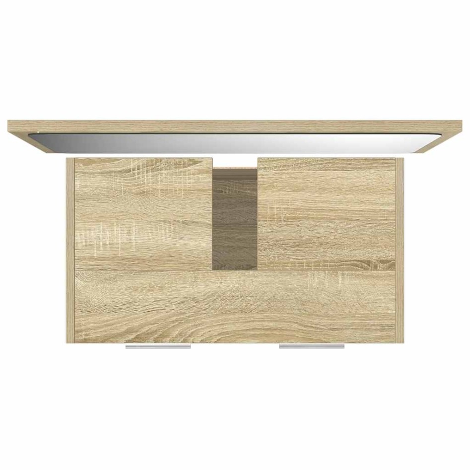 Set de muebles de baño 2 pzas madera contrachapada roble