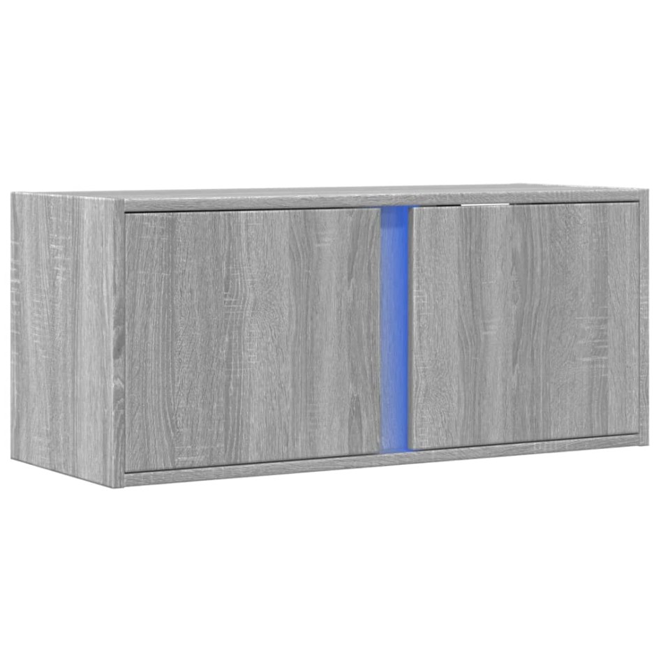 Mueble de TV de pared con luces LED gris Sonoma 80x31x35