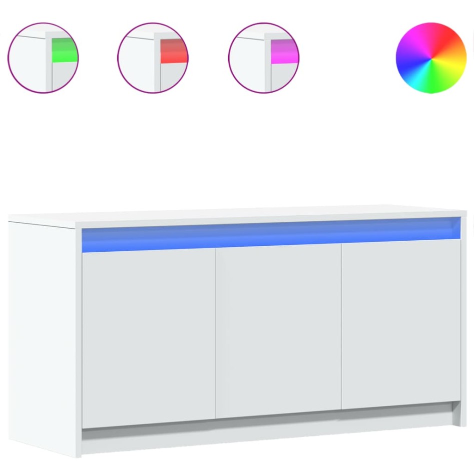 Mueble de TV con LED madera de ingeniería blanco 100x34x50