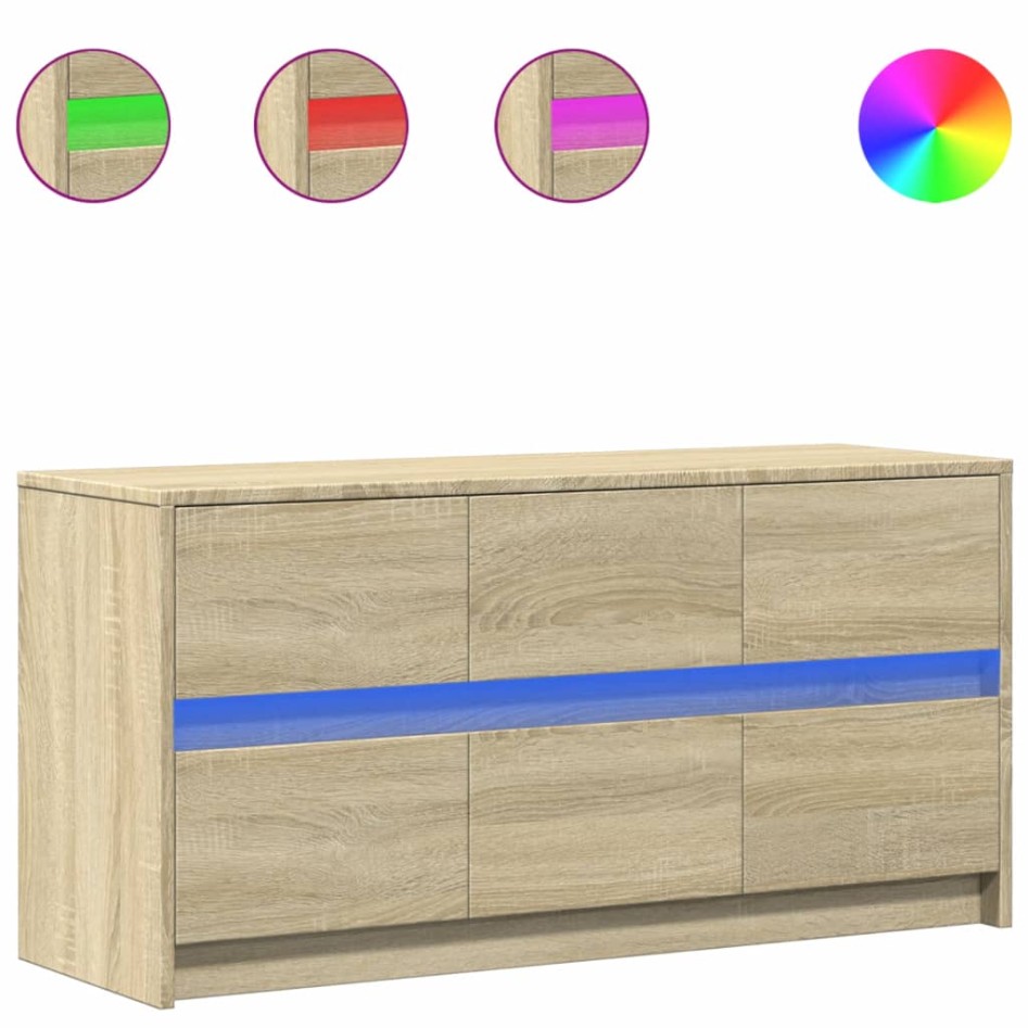 Mueble de TV LED madera de ingeniería roble Sonoma 100x34x50