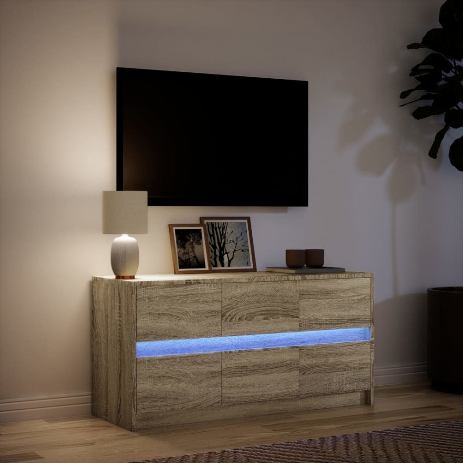 Mueble de TV LED madera de ingeniería roble Sonoma 100x34x50