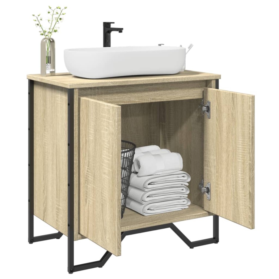 Armario lavabo baño madera ingeniería roble Sonoma 60x35x60