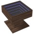 Mesa de centro y LED madera ingeniería marrón roble 50x50x45