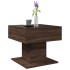 Mesa de centro y LED madera ingeniería marrón roble 50x50x45
