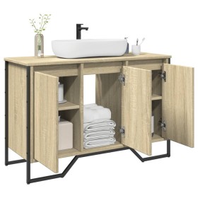 Armario lavabo baño madera ingeniería roble Sonoma 91x35x60