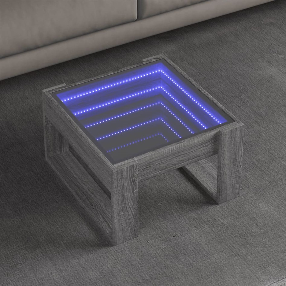 Mesa de centro con Infinity LED gris Sonoma 50x53x30