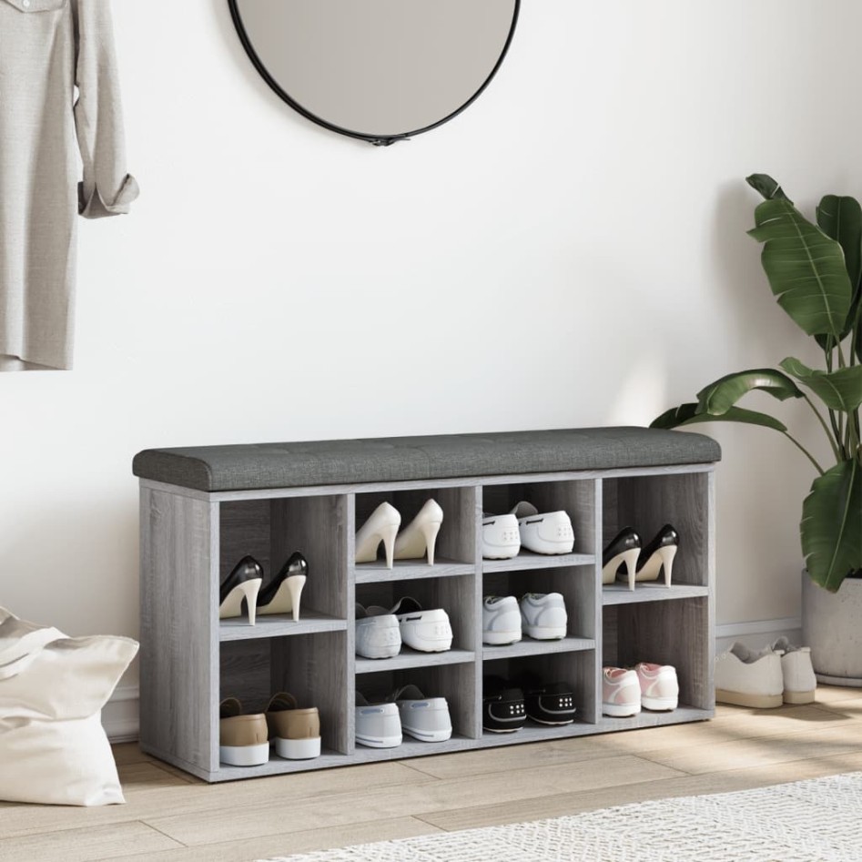 Banco zapatero madera de ingeniería gris Sonoma 102x32x50