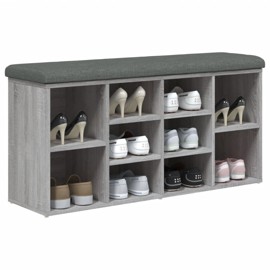 Banco zapatero madera de ingeniería gris Sonoma 102x32x50