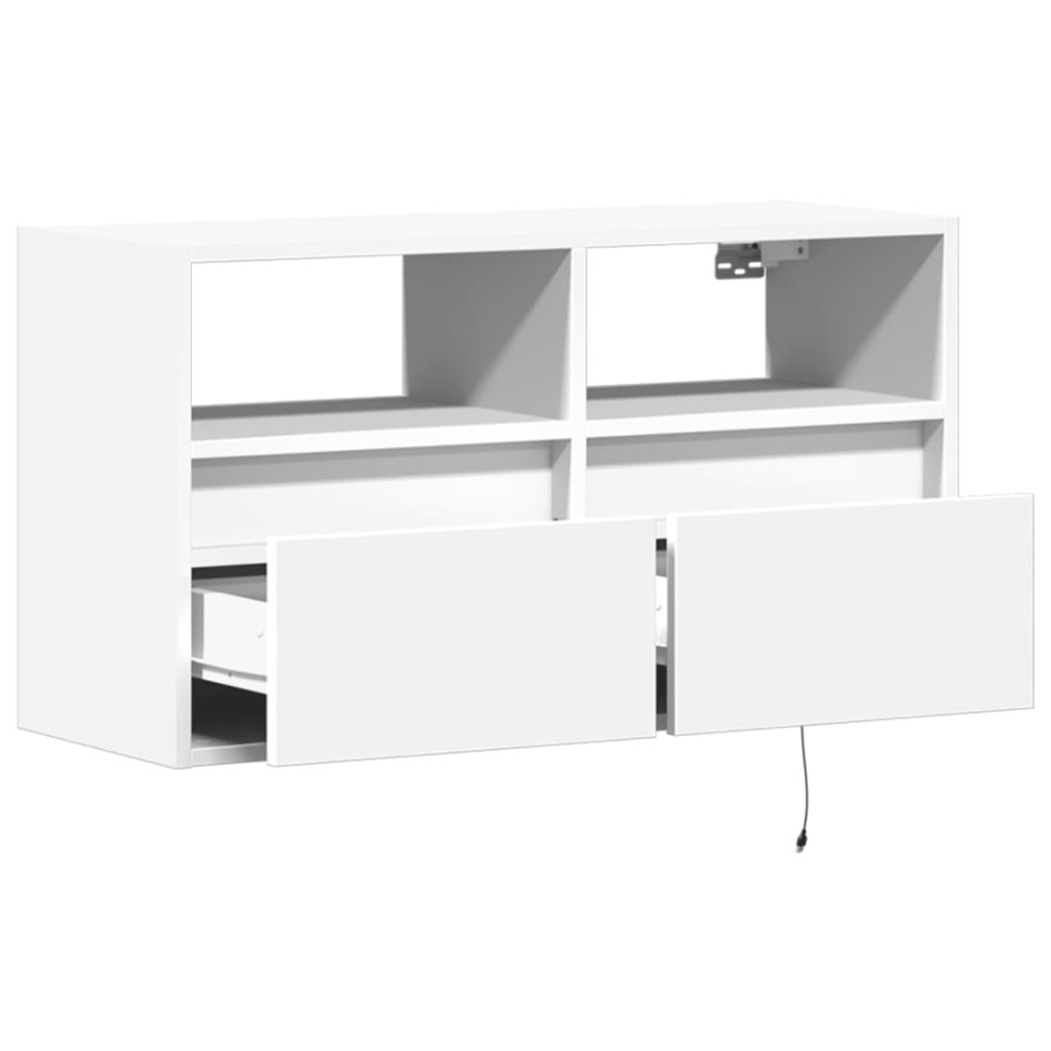 Mueble de TV de pared con luces LED blanco 80x31x45