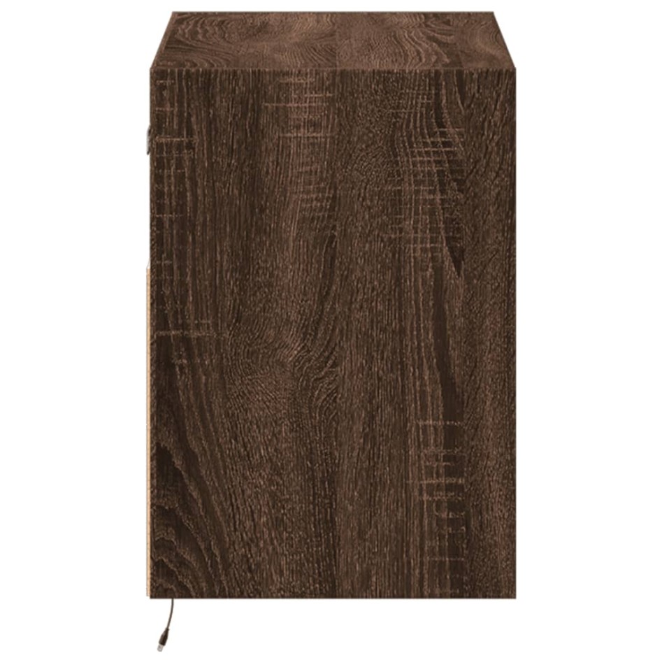 Mueble de TV de pared con luces LED marrón roble 80x31x45