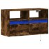Mueble de TV de pared con luces LED roble ahumado 80x31x45