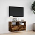Mueble de TV de pared con luces LED roble ahumado 80x31x45