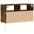 Mueble de TV de pared con luces LED roble ahumado 80x31x45