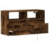 Mueble de TV de pared con luces LED roble ahumado 80x31x45
