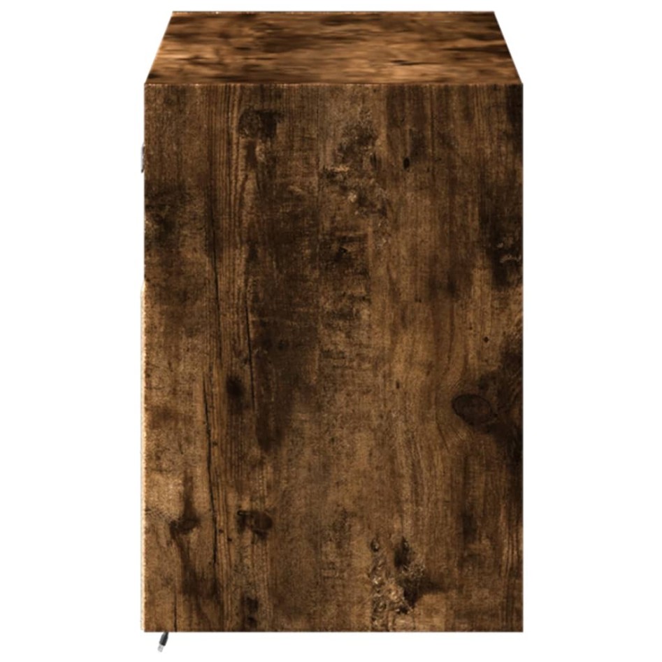 Mueble de TV de pared con luces LED roble ahumado 100x31x45