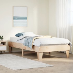 Estructura de cama sin colchón madera maciza de pino 100x200