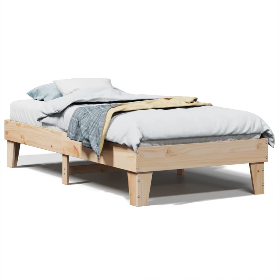 Estructura de cama sin colchón madera maciza de pino 100x200