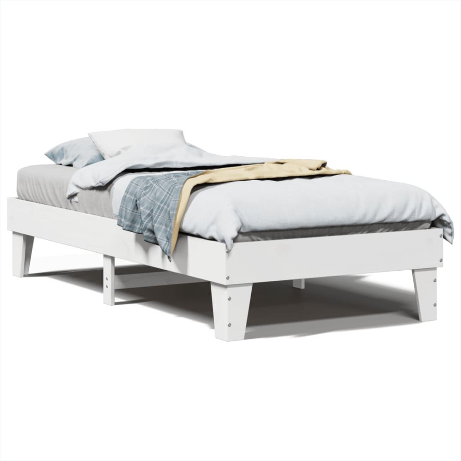 Estructura de cama sin colchón madera maciza blanca 75x190