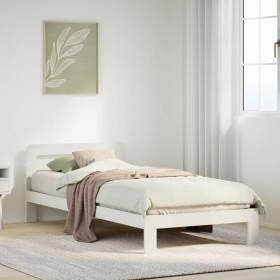 Estructura de cama sin colchón madera de pino blanca 90x200