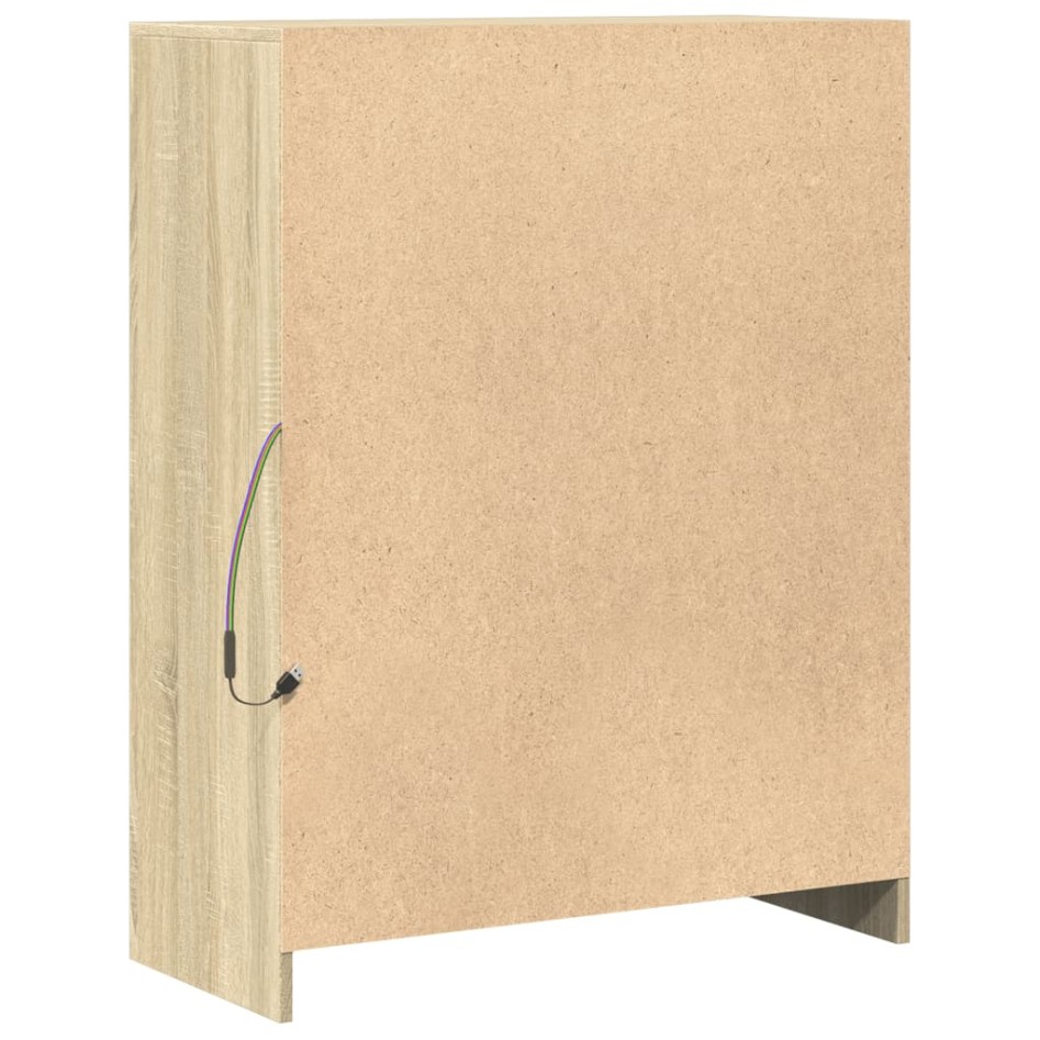 Aparador con LED madera de ingeniería roble Sonoma 77x34x100