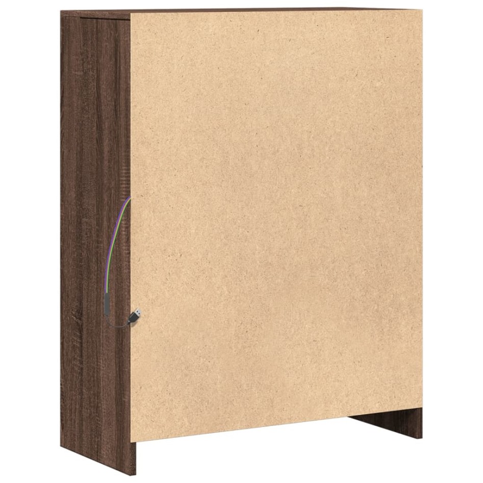 Aparador con LED madera ingeniería marrón roble 77x34x100